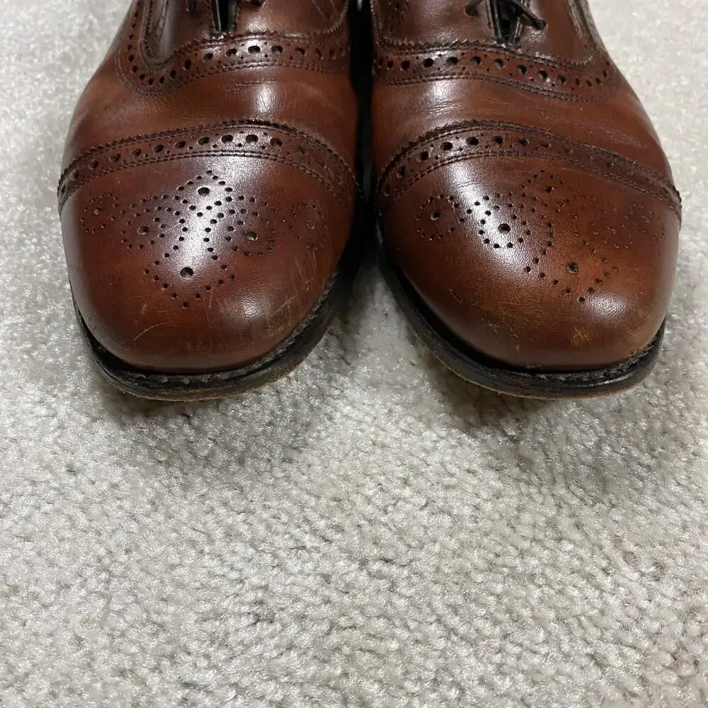 Allen Edmonds Rutland Shoes Mens 12 D Brown Leather Cap Toe Dress Oxford USA